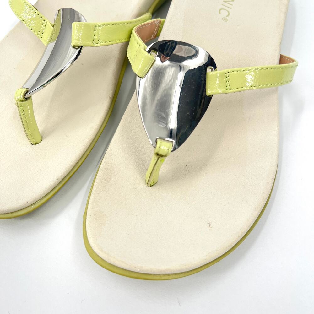 VIONIC Raysa Sandals Womens 7 Green Leather Thong Toe Post Supportive Comfort - Picture 5 of 13